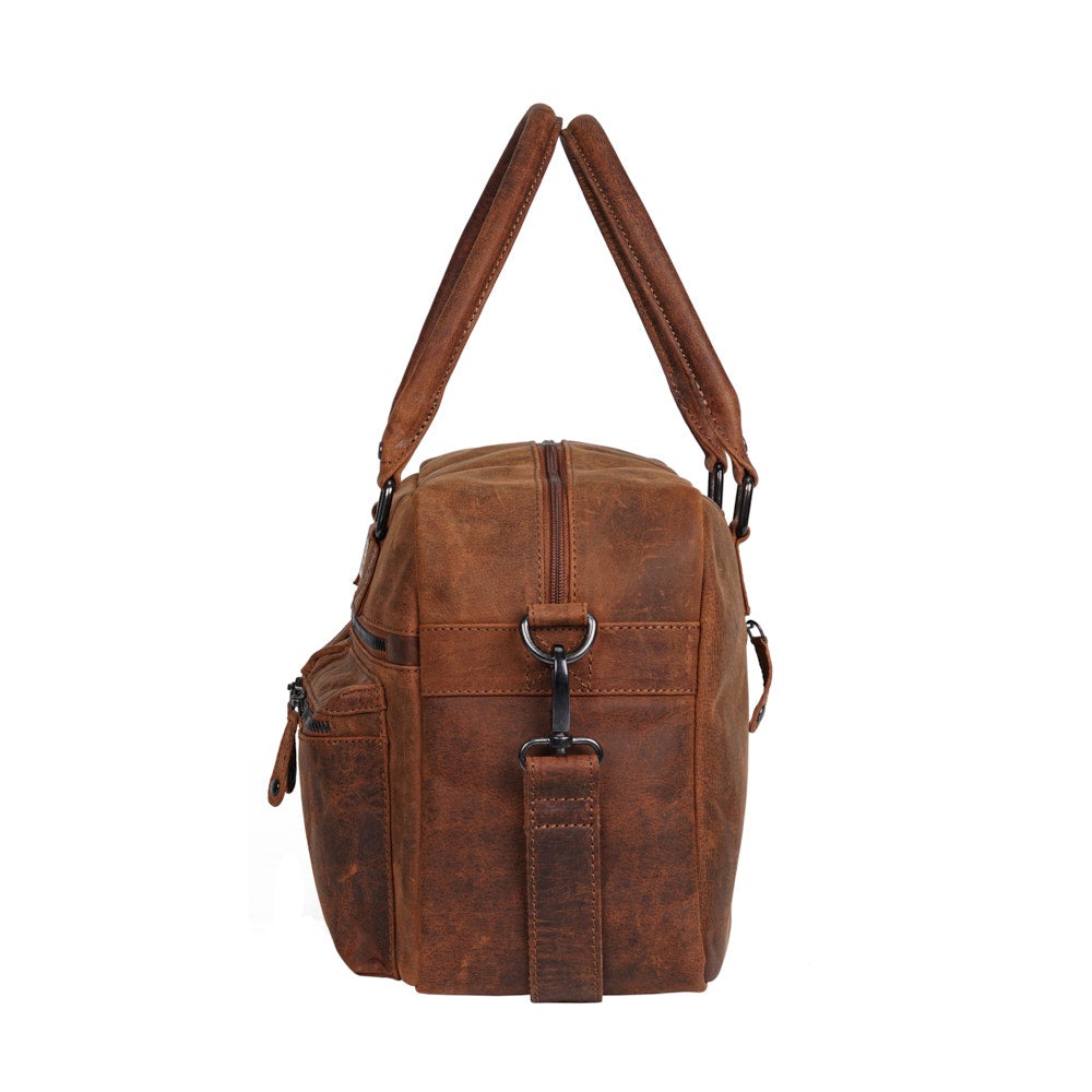 Vintage Distressed Leather Duffle Bag