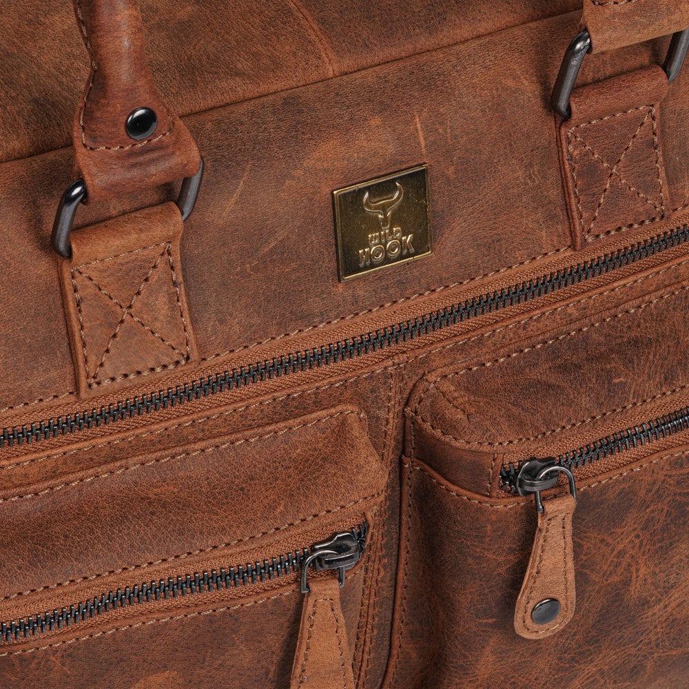 Vintage Distressed Leather Duffle Bag