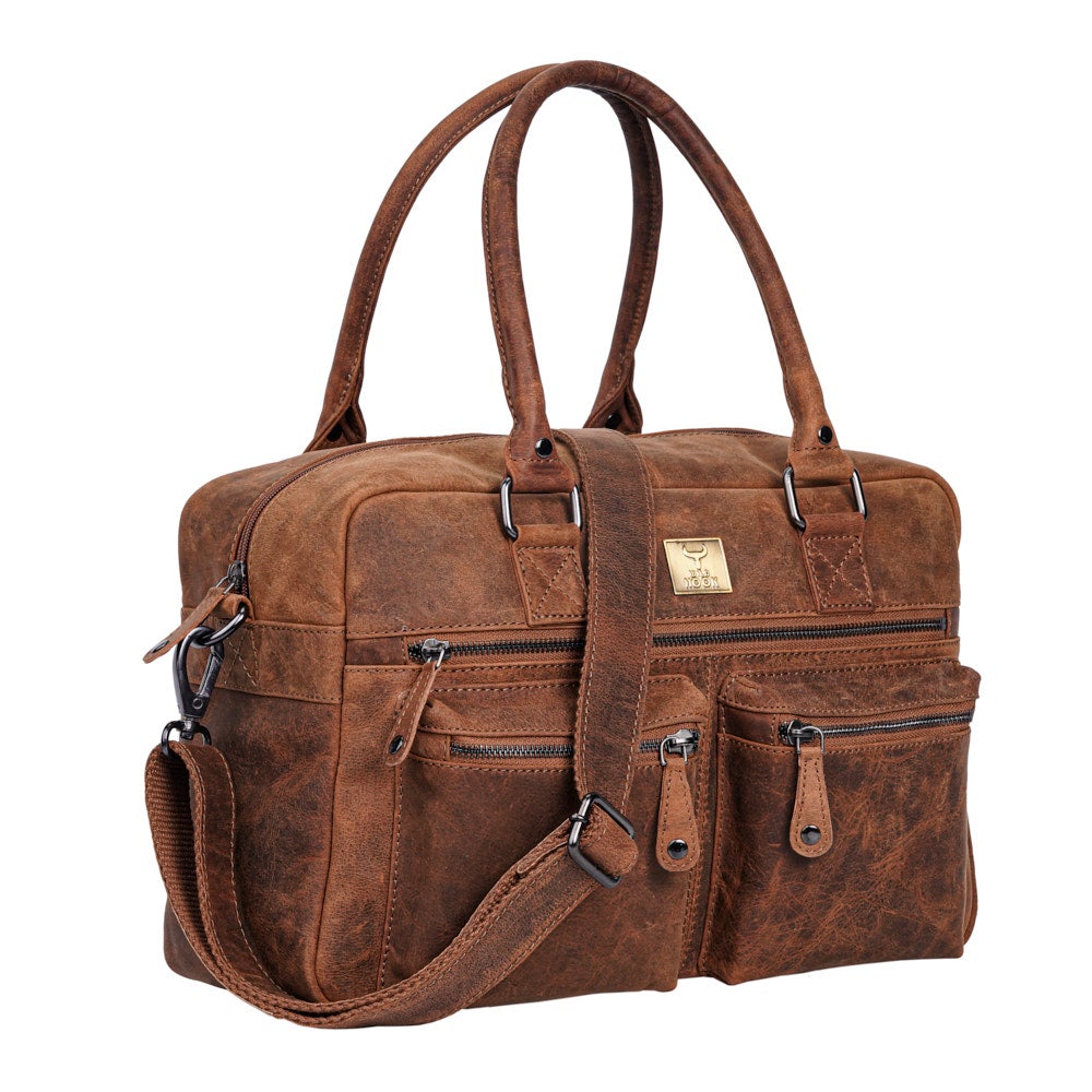 Vintage Distressed Leather Duffle Bag