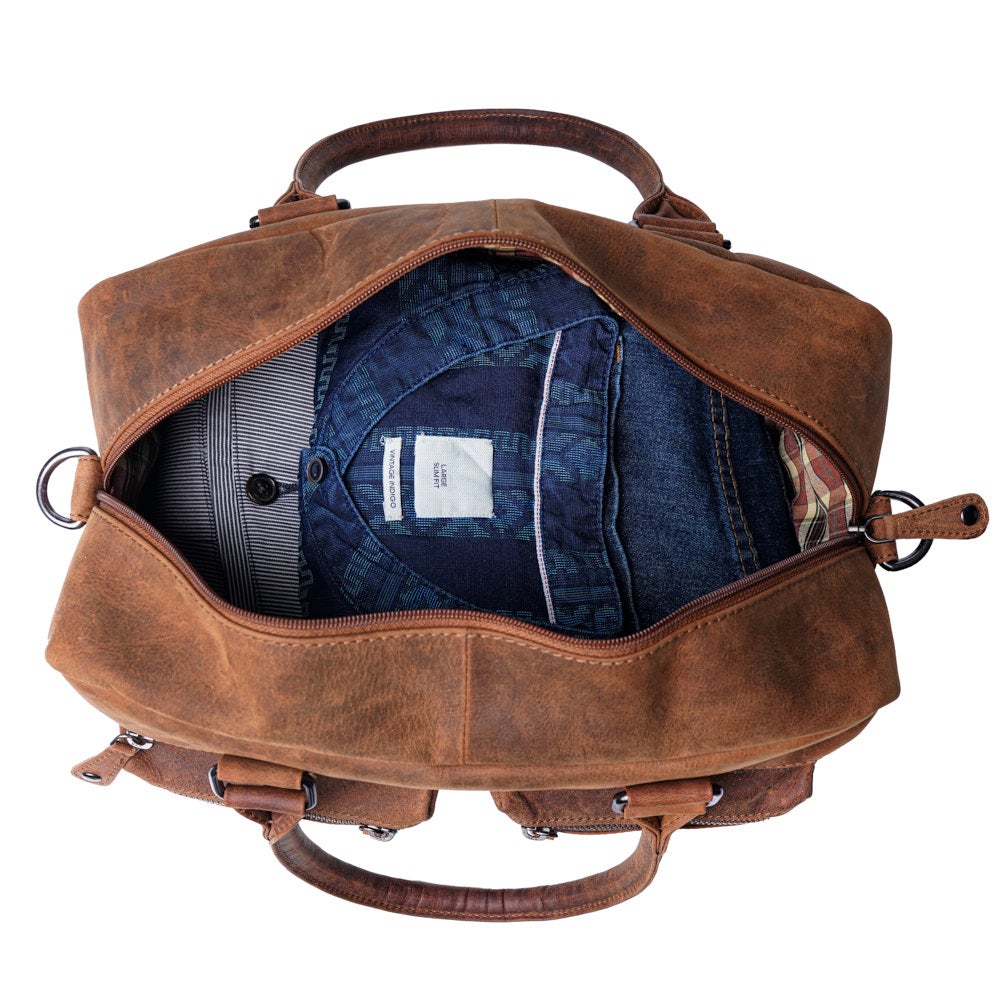 Vintage Distressed Leather Duffle Bag