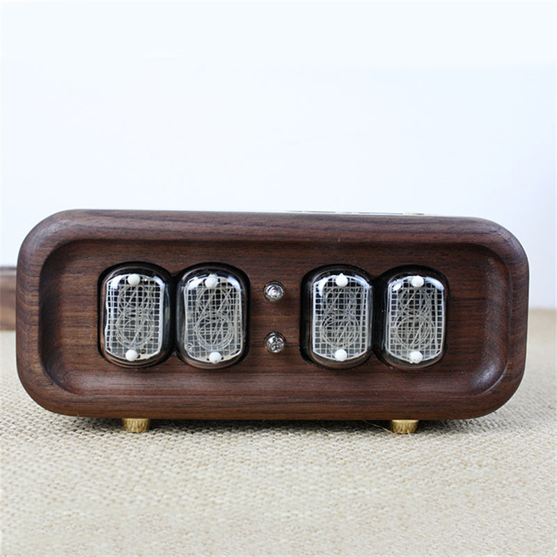 Soft Glow Digital Electronic Tube Clock - Solid Black Walnut