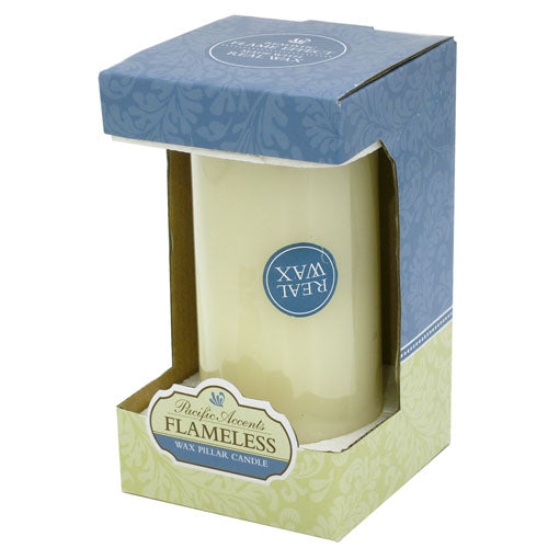 Flameless Flat Top Wax Pillar Candle - 3" x 6"