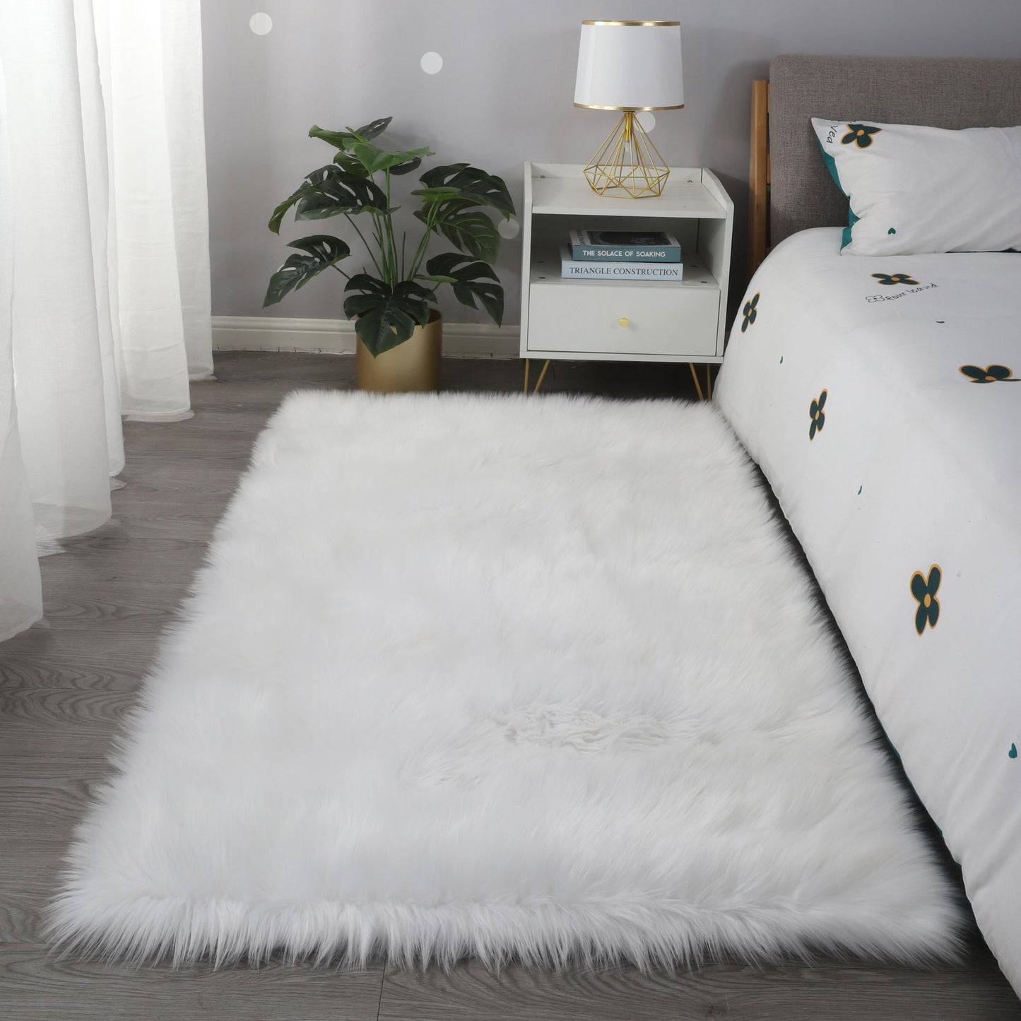 Ultra Soft Fluffy Faux Fur Area Rug - White - 3 Sizes