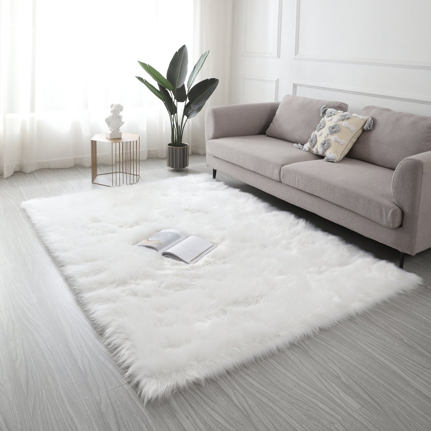 Ultra Soft Fluffy Faux Fur Area Rug - White - 3 Sizes