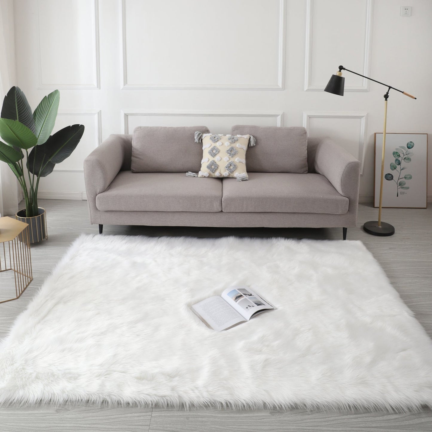 Ultra Soft Fluffy Faux Fur Area Rug - White - 3 Sizes