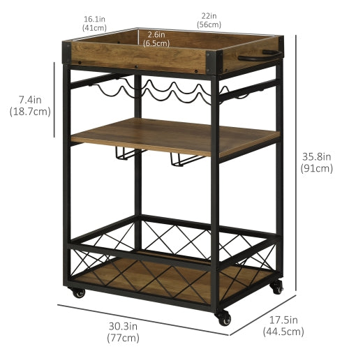 Retro Industrial Bar Serving Cart