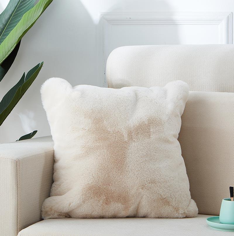Agnes Luxury Chinchilla Faux Fur Pillow - Beige