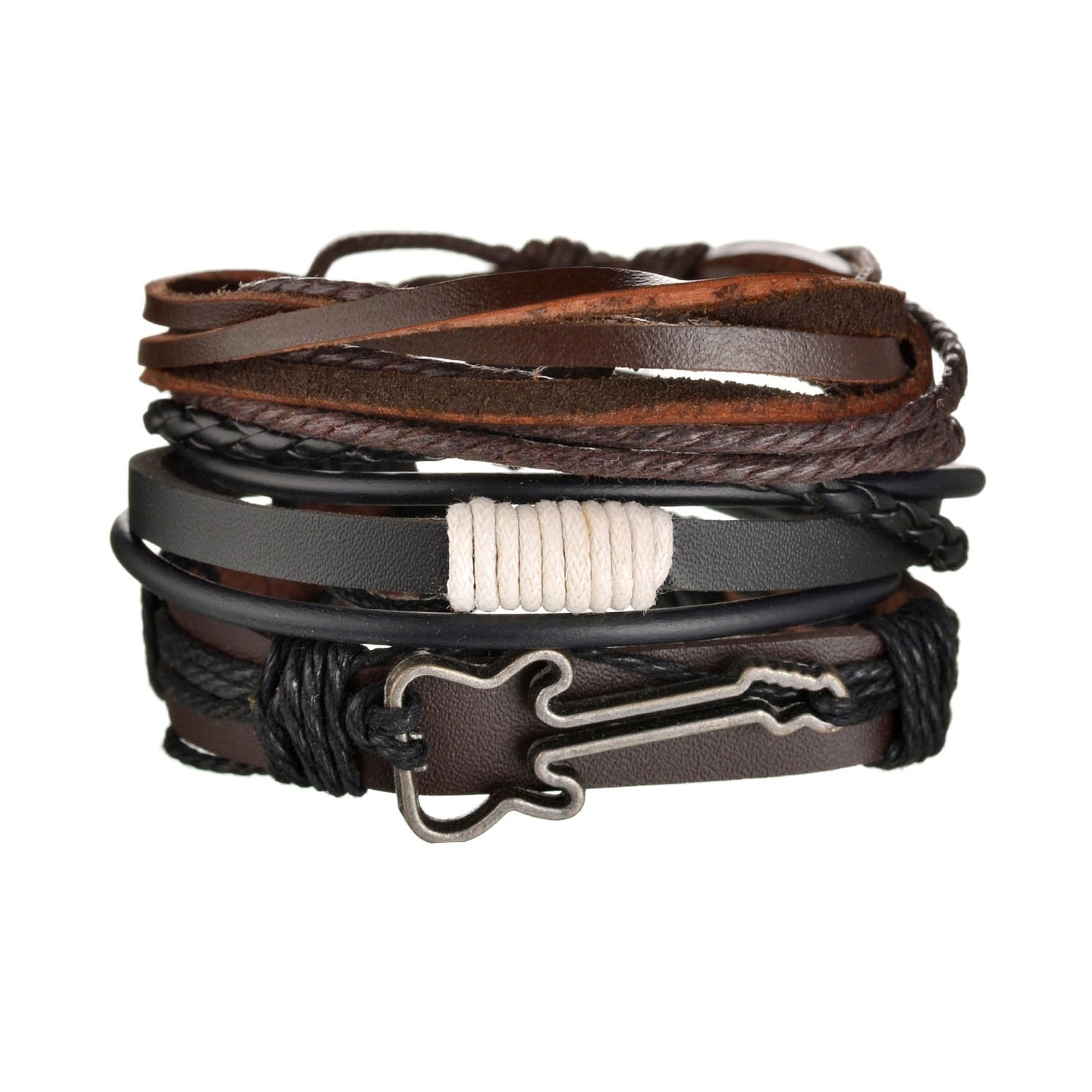 Men's Modern Multilayered Bracelet - Leather & Beads