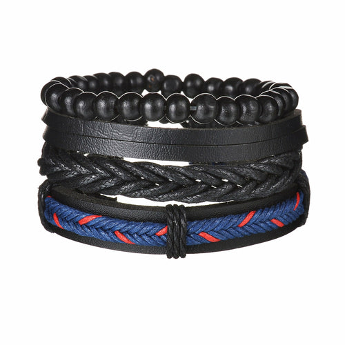 Men's Modern Multilayered Bracelet - Leather & Beads