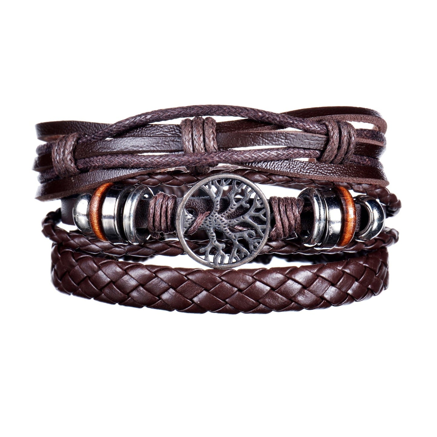 Men's Modern Multilayered Bracelet - Leather & Beads