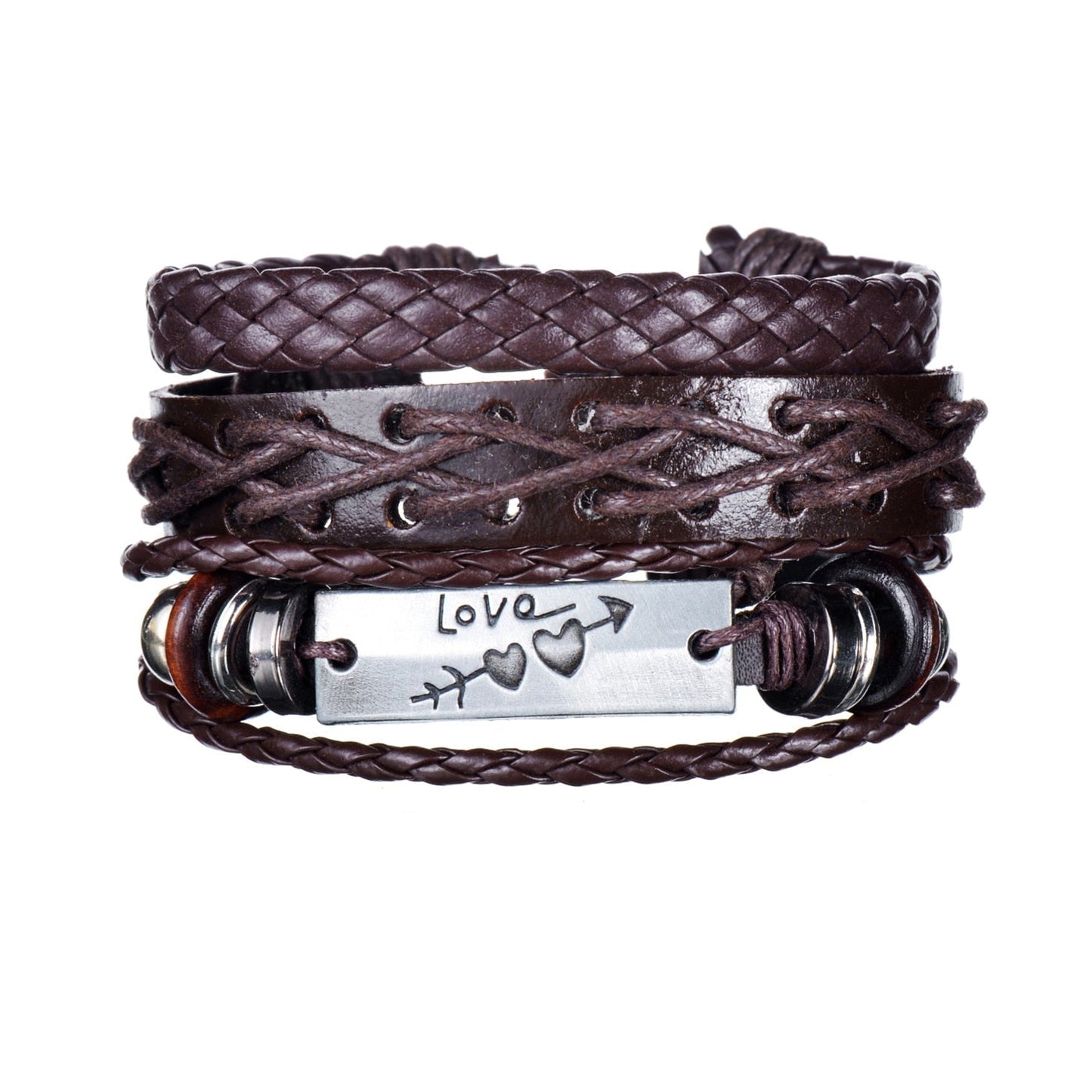 Men's Modern Multilayered Bracelet - Leather & Beads