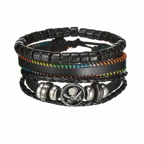 Men's Modern Multilayered Bracelet - Leather & Beads