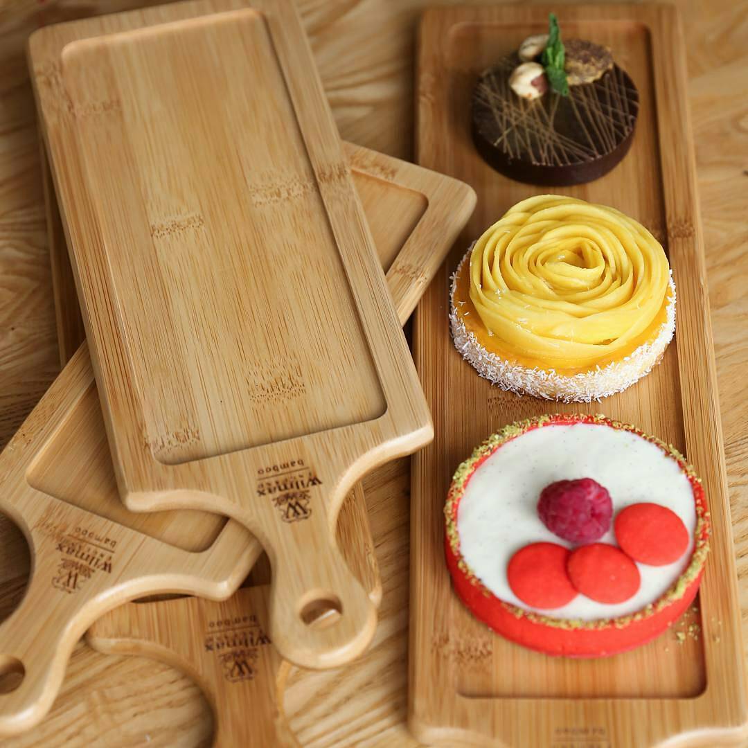 Bamboo Serving Tray For Appetizers / Barbecue / Burger