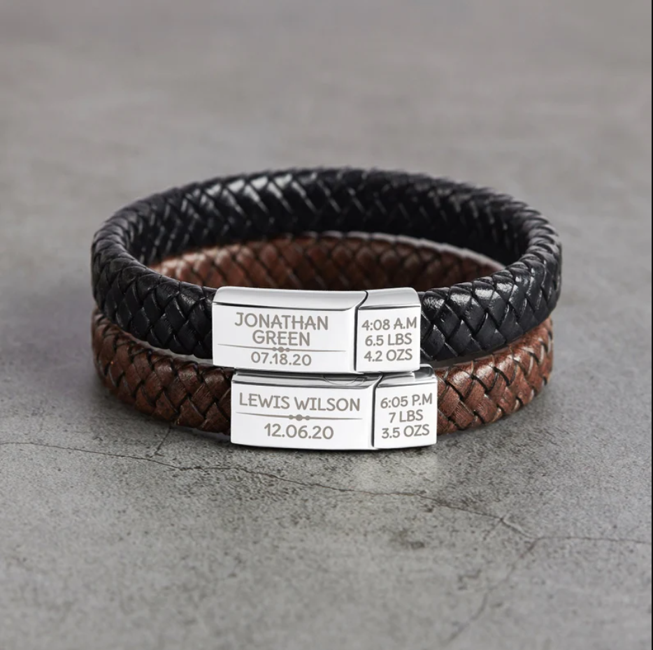 Leather Father/Grandfather Baby Bracelet - Customized