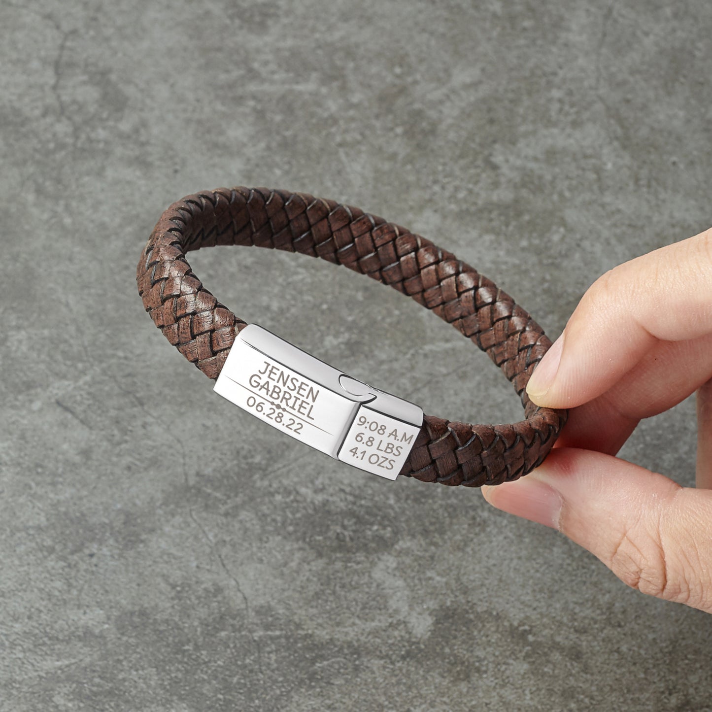 Leather Father/Grandfather Baby Bracelet - Customized