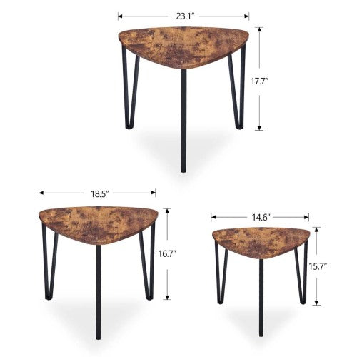 Vintage Style Triangle Nesting Tables - Set of 3
