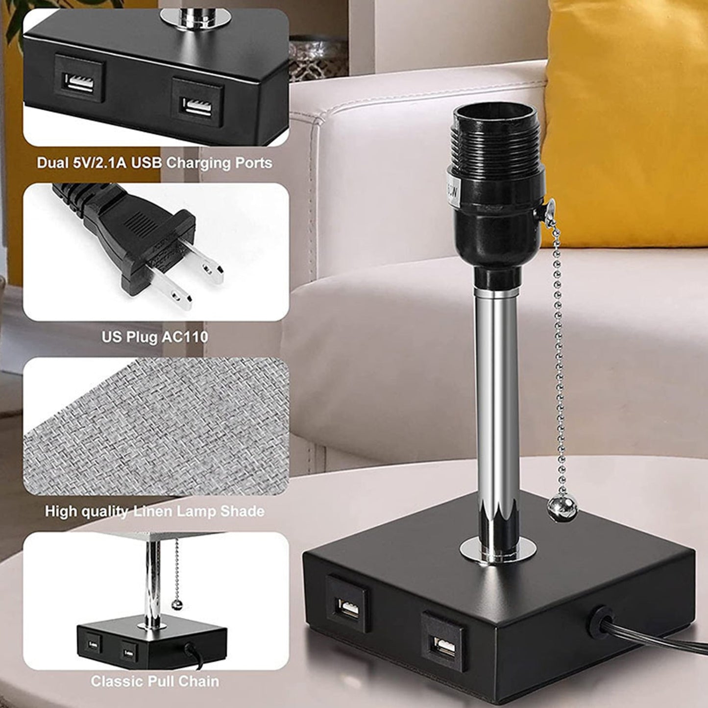 Elegant Modern Table or Desk Lamp with Charger