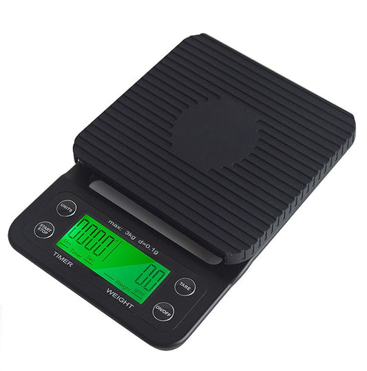 Electronic Coffee Weighing and Timing Scale - Black with Digital Screen