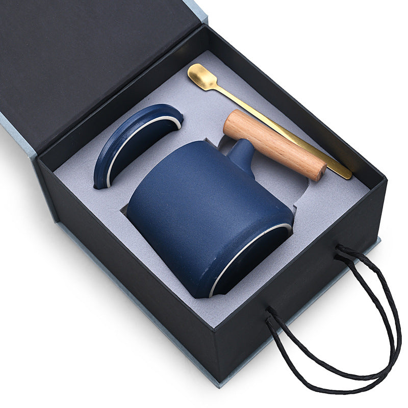 Ceramic Coffee Mug Set With Lid and Spoon - Various Sets