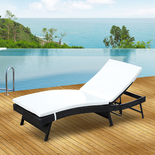 Adjustable Patio or Pool Wicker Chaise Lounge - Rattan