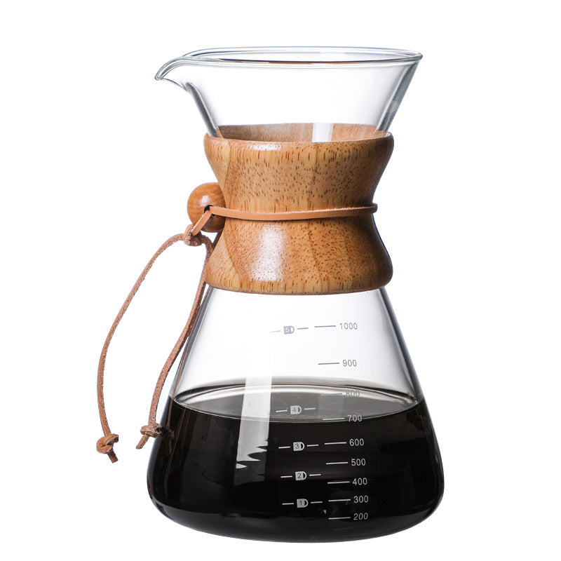 Hand Blown Glass Pour Over Coffee Brewer with Cork Handle - Various Sizes