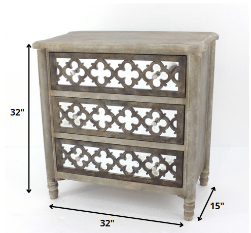 3 Drawer Vintage Wooden Cabinet - In Brown or Gold