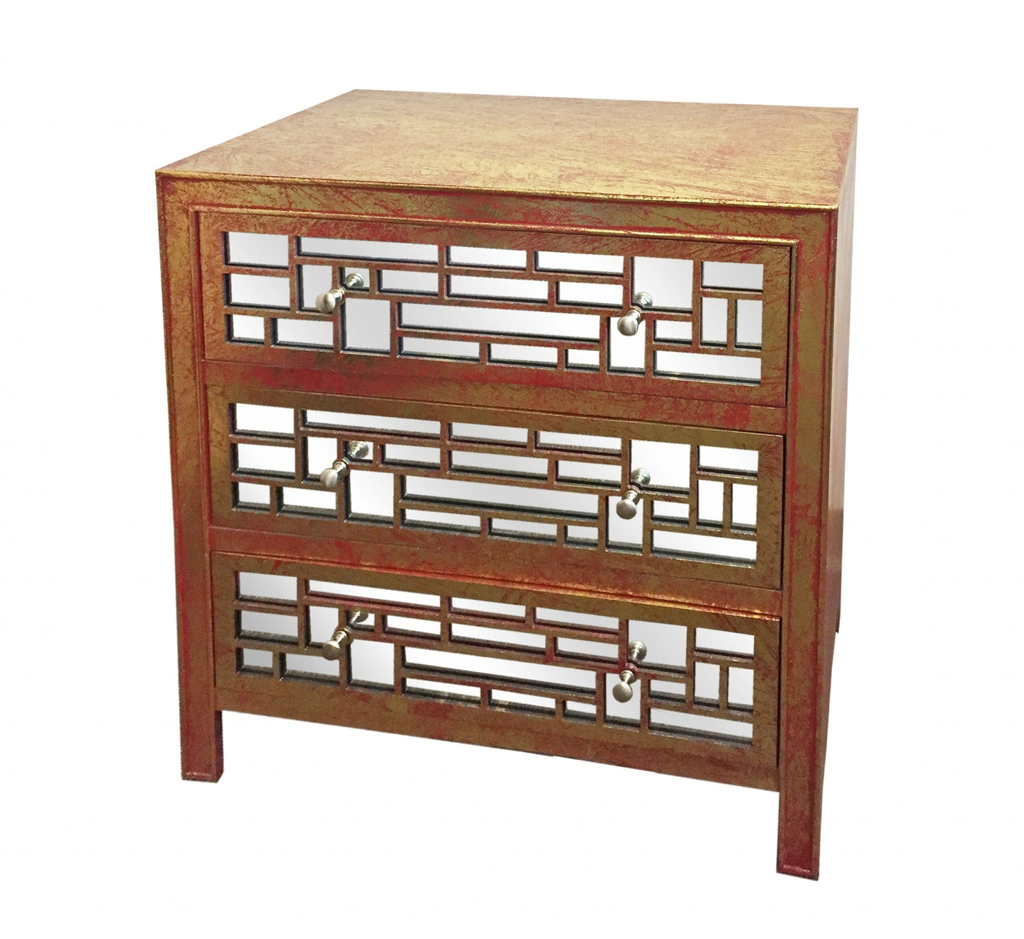 3 Drawer Vintage Wooden Cabinet - In Brown or Gold