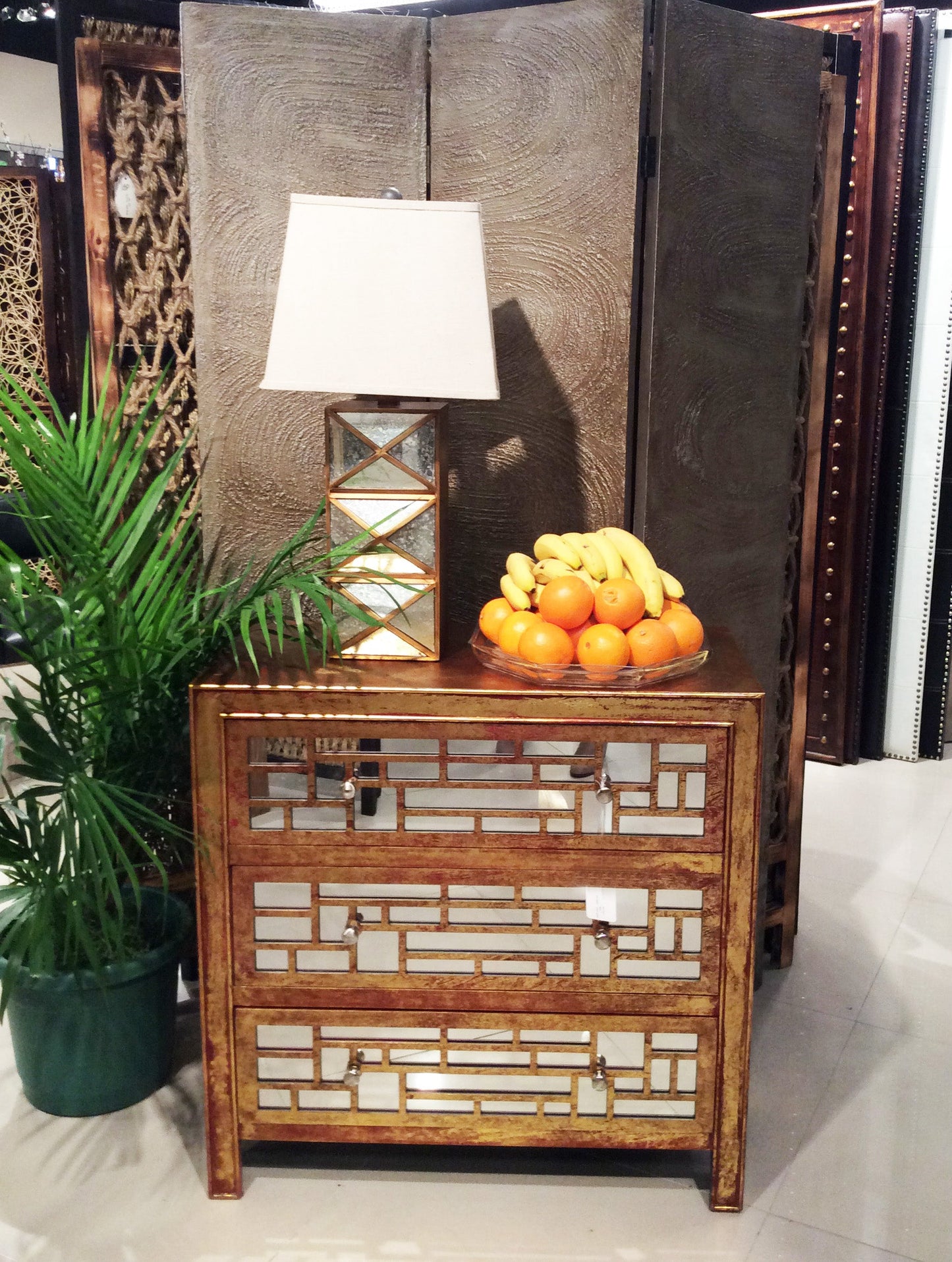 3 Drawer Vintage Wooden Cabinet - In Brown or Gold