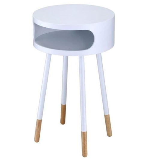 Bentwood Retro Round Wooden End Table - Black or White