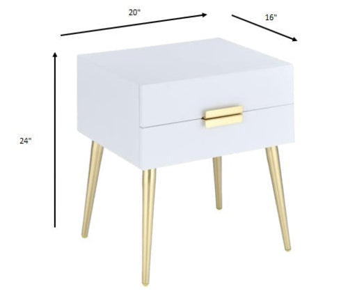 Ultra Modern Black And Gold Two Drawer End Table
