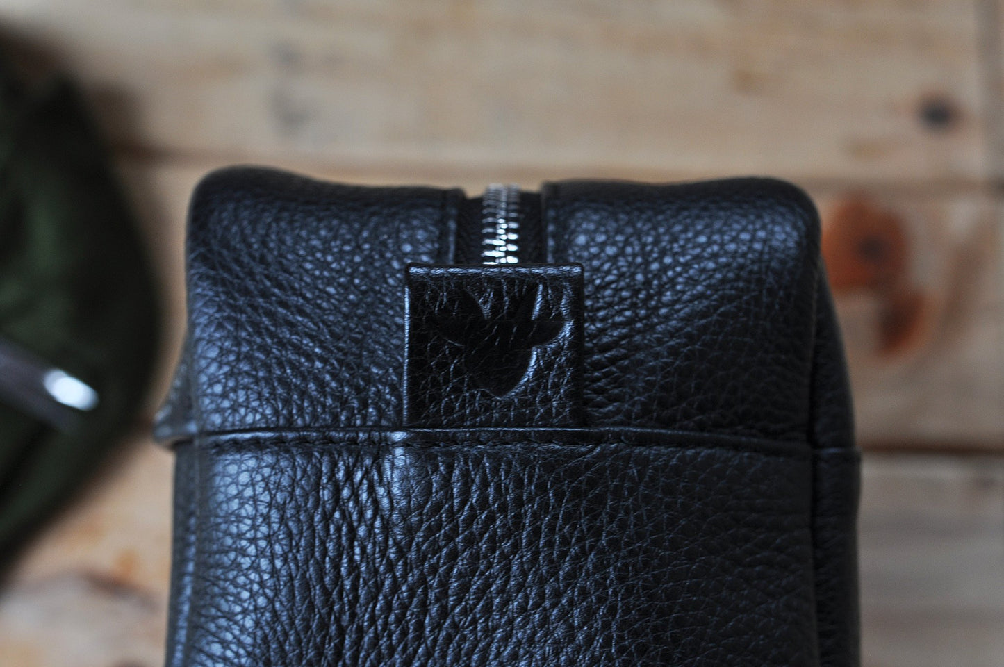 Leather Travel Toiletry Bag - Black