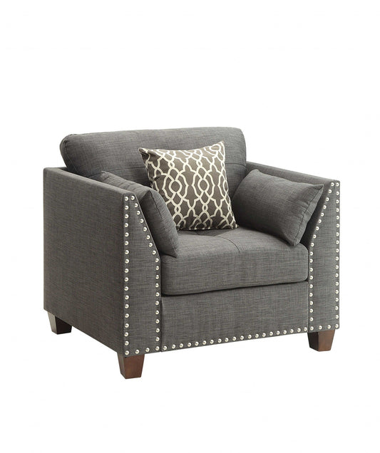 Linen Arm Chair in Light Charcoal