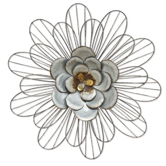 Hand-Crafted Galvanized Daisy Metal Wall Decor