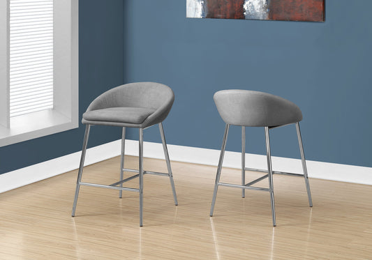 Grey Metal Bar Stools - Set of 2