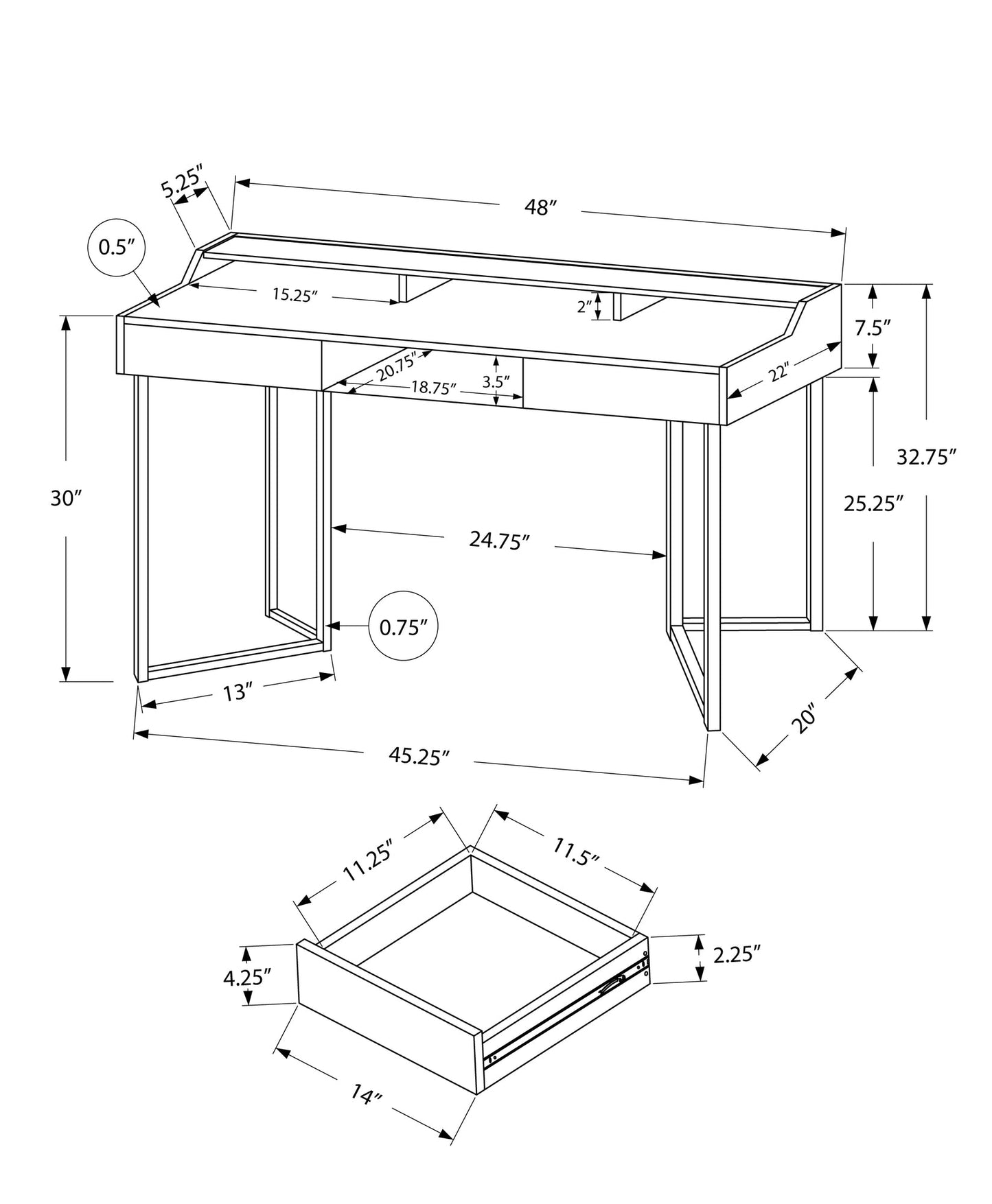 Wood & Metal Computer Desk with Storage