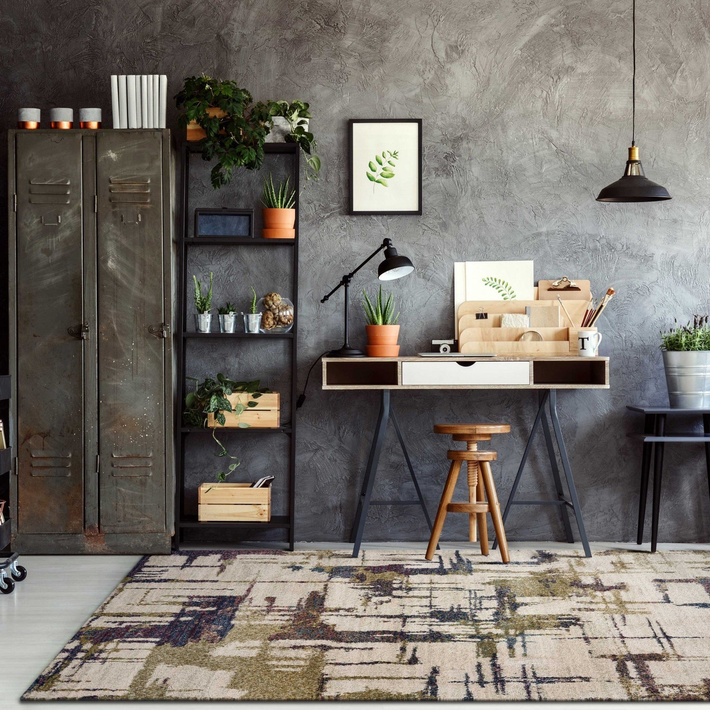 Ivory Cityspace Area Rug - Halen Collection - 7' x 9'