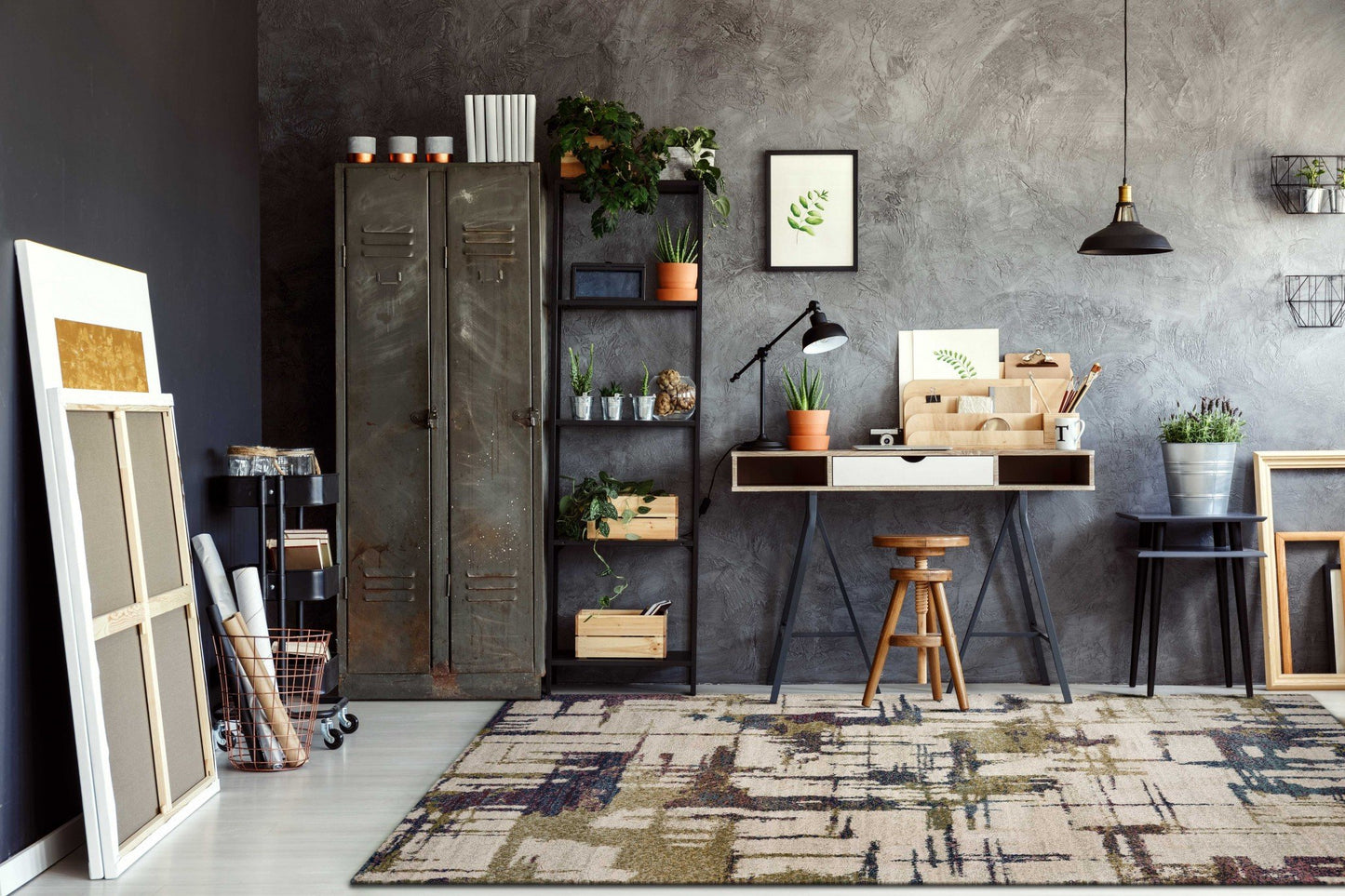 Ivory Cityspace Area Rug - Halen Collection - 7' x 9'