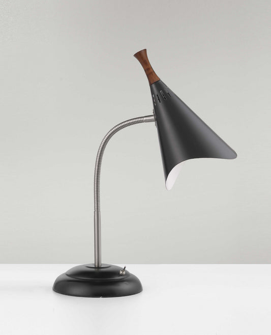 Gooseneck Adjustable Desk Lamp - Matte Black Metal