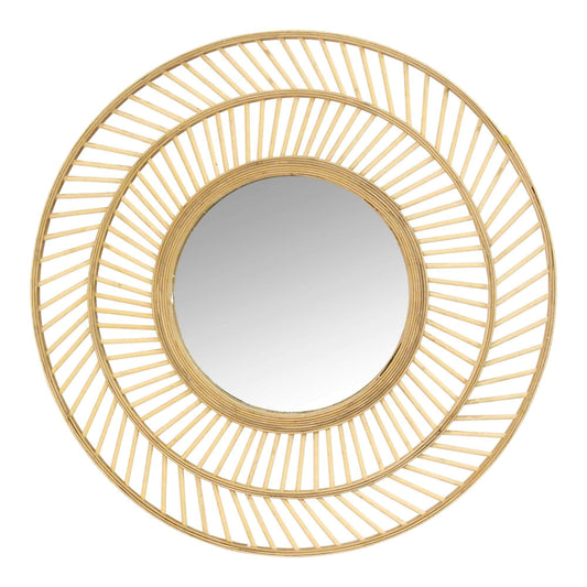 Boho Casual Woven Wicker Wall Mirror - 31.5inch Diameter