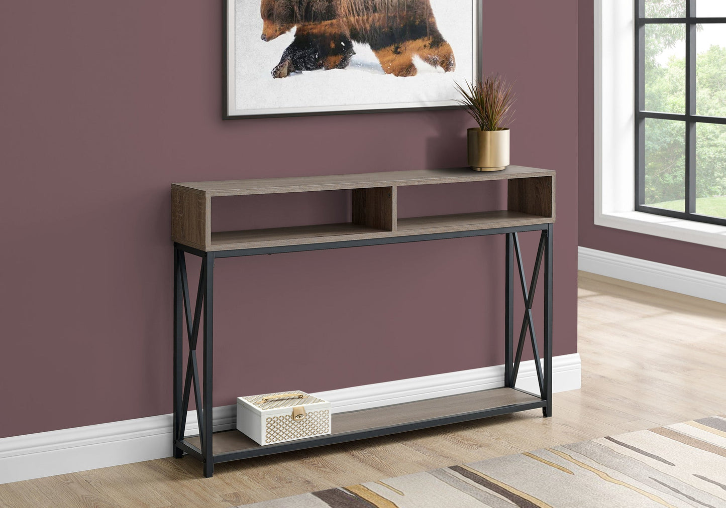Hall Console Table with Compartments