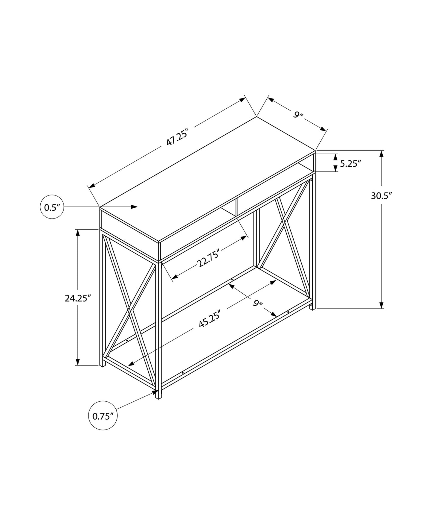 Hall Console Table with Compartments
