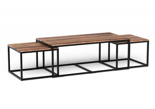 Natural Wood Nesting Coffee or End Tables - Set of 3