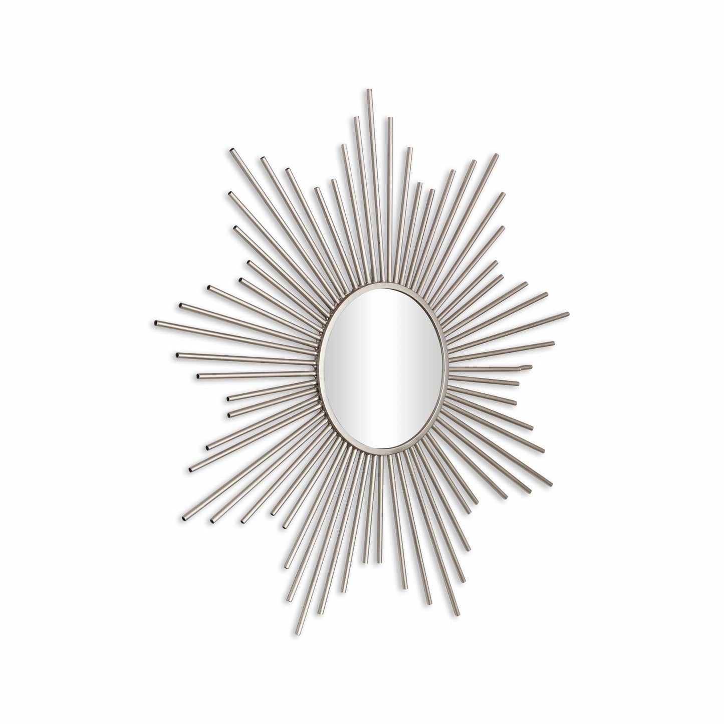 Striking Metal Sunburst Design Wall Mirror in Silver