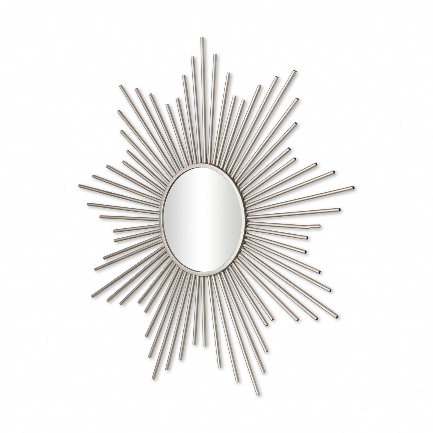 Striking Metal Sunburst Design Wall Mirror in Silver