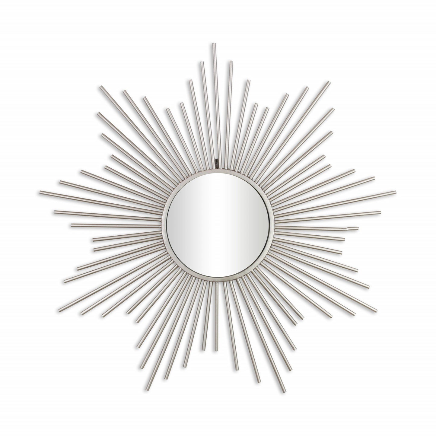 Striking Metal Sunburst Design Wall Mirror in Silver