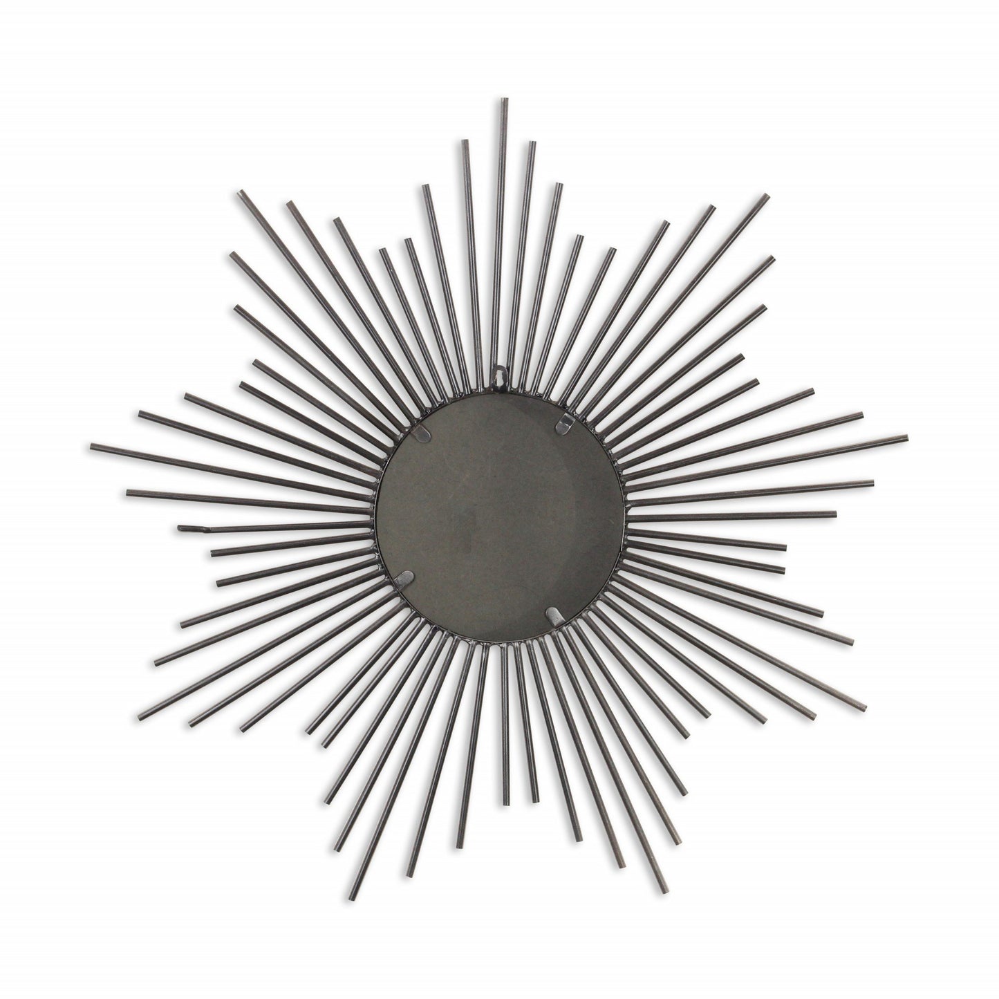 Striking Metal Sunburst Design Wall Mirror in Silver