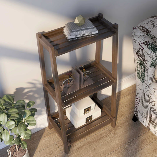 Solid Wooden Bookcase with 3 Shelves in Espresso