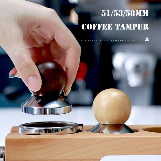 Coffee Tamper - Walnut/Beech Handle - 304 Stainless Steel