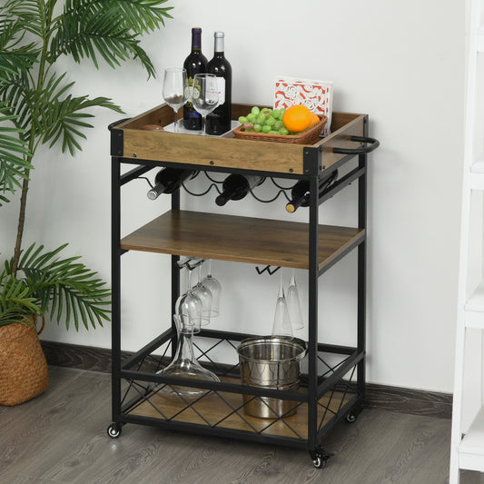 Retro Industrial Bar Serving Cart