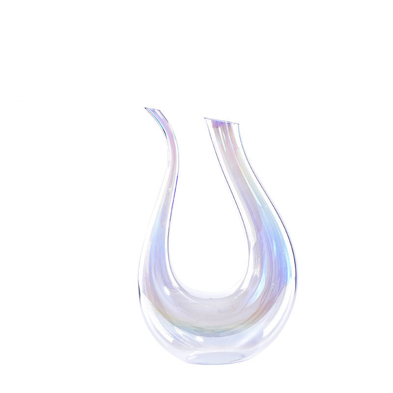 Elegant Hand Blown Clear Crystal U Shape Wine Decanter Set with 4 glasses - 1500ml